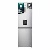 Hisense RB3N300NMCC Kühl-Gefrierkombination/Freistehend/EEK: C /39dB/304 Liter/Total No Frost/Wasserspender/Tür Alarm/LED Display/Weinregal/Türanschlag wechselbar/HxBxT:186x59,5x59 cm/Grau