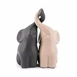 pajoma® Verliebte Elefanten Größe S, 2er-Set aus Keramik | Höhe 11 cm - Harmonisches Pärchen in Beige & Grau | Tierfigur Dekoration, Dekofigur, Tischdeko für Küche, Bad, Wohn- und Schlafzimmer