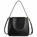 LOVEVOOK Handtasche Damen Mittelgroß, PU Leder Schultertasche, Beuteltasche mit Drei Großen Fächern, Elegante Retro Umhängetasche, Handtaschen für Büro, Shopper & Reise (Schwarz, M)