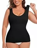 MISS MOLY Shapewear Damen Tanktop Bauch Weg Shape Unterhemd Damen Nahtloses Figurformendes Trägertop Formende Tops Body Shaper Shirt Shaping Hemd (Schwarz,XXL)