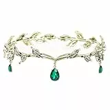 Elfen Kopfschmuck, Vintage Grün Strass Diademe Stirnband, Elfenkrone Schmuck, Prinzessin Kristall Tiara Headwear, Kristallperlen Stirn Kopfschmuck für Braut Brautjungfern Mädchen
