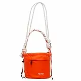 Hp hope Beuteltaschen für Damen, leichte Puffy Bucket Bag mit Lammwollfutter, lässige Umhängetasche, Handtasche für den täglichen Gebrauch, Schwarz, Orange