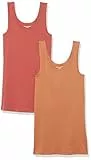 Amazon Essentials Damen Tanktop, Schmale Passform, 2er-Pack, Karamell/Ziegelrot, S