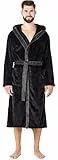 Ladeheid Herren Bademantel lang mit Gürtel LA40-221 (Schwarz/Graphit, L)