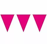 Folat 8714572226196 Wimpelkette, Wimpelgirlande, 10 Meter, mit 15 Rosa Wimpeln, Partydekoration magenta