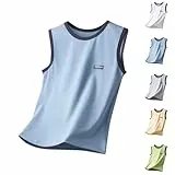 XINYUNZU Jungen Unterhemd Baumwolle Sport Tanktop Kinder Sommer Tank Top Boy Ärmellose Shirt Basic Tops Outdoor Oberteile Teenager Achselshirt Blitzangebote des Tages Himmelblau 7 Jahre