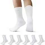Falechay 6 Paar Socken Herren Damen Sportsocken Gepolstert Tennissocken Frottee Herrensocken Atmungsaktive Laufsocken Weiß 43-46