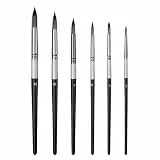 DOETYD 6-teiliges Pinsel-Set mit runder spitzer Spitze, vielseitige Künstlerpinsel für Acryl, Öl, Aquarell, langlebige Nylonhaar, Wasserpinsel für Anfänger und Profis (schwarz)