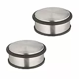 Relaxdays Türstopper 2er Set, HxD 4,5 x 10,5 cm, flach & schwer, rutschfest, Türzuschlagbremse Edelstahl, silber/schwarz