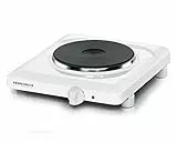 Rommelsbacher Einzelkochplatte- Made in Germany, Gussheizplatte 180 mm stufenlos regelbar, Überhitzungsschutz, 1500 Watt THL1597 Weiß Feueremailliert