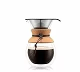 Bodum 11682-109 Double Wall Pour Over Kaffeemaschine mit Korkgriff, für 8 Tassen, Glas, Doppelwandiger Kork, 34 Ounce