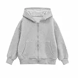 Generisch Kinder Kapuzenpullover Mit Reißverschluss Sport-Sweatjacke Bequem Sportlich Kinderjacke Freizeit Einfarbig Alltag-Hoodie Atmungsaktiv Baggy Übergangsjacke Für Sport