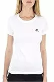 Calvin Klein Jeans Damen T-Shirt Kurzarm Ck Embroidery Rundhalsausschnitt, Weiß (Bright White), XL