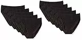 Amazon Essentials Damen Slip Aus Baumwolle Mit Hohem Beinausschnitt (In Übergröße Erhältlich), Atmungsaktiv, 10er-Pack, Schwarz, 40