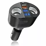 PD USB C Auto Ladegerät 120W: Zigarettenanzünder Verteiler Adapter 12V USB KFZ Stecker Splitter 2 Fach Steckdose 12 Volt DC Schnellladung mit LED Voltmeter für Samsung Handy GPS Kamera Sitzheizung