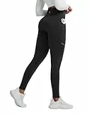 baleaf Damen Thermo Leggings gefütterte Winter Hose mit Teddy Fleece high Waist Winter wasserdichte Sporthose Schwarz S