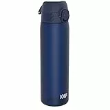 ion8 Trinkflasche, 500 ml, Auslaufsicher, Einhandöffnung, Sichere Verriegelung, Spülmaschinenfest, BPA-frei, Tragegriff, Klappdeckel, Leicht zu Reinigen, Klimaneutral, Marineblau