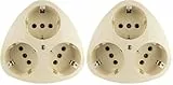 REV Standard, Schutzkontaktsteckdose Unterputz, 3-fach, cremeweiss (Packung mit 2)