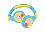 Lexibook - Peppa Pig - 2-in-1-Audio-Kopfhörer mit Bluetooth und Kabel, Stereo, drahtlos, verkabelt, begrenzter Klang, zusammenklappbar, verstellbar, wiederaufladbarer Akku, gelb/blau, HPBT010PP