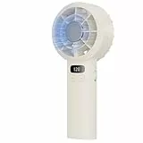 LUXVANO Handventilator - Tragbarer Ventilator mit 120 Stufen, LED-Display, Sicherheitsverriegelung, 3000mAh, USB Mini Ventilator mit Akkur für Reisen, Büro, Zuhause,Schminken, Beige