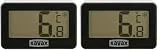 Xavax Kühlschrankthermometer digital (Thermometer für Gefrierschrank, Kühltruhe, Kühlschrank, kabelloses Temperaturmessgerät, zum Stellen, Hängen, magnetisch befestigen) schwarz (Packung mit 2)