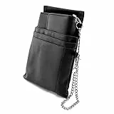 nean Kellner Geldbörse, Kellnerbörse, Geldbeutel, Damen Herren Portemonnaie mit Holster, Steck-Tasche und Kette mit großem Münzfach (Schwarz)