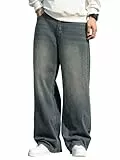 Zewool Herren Hip Hop Baggy Jeans Weite Beinform Streetwear Y2K Skater Jeans Lässige Lockere Denim-Hosen Skateboard Gerade Entspannte Passform Bewegungsfreiheit,F10 Retro Blau,L