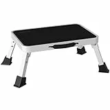 BONTEC Klapptritt, weißer Tritthocker klappbar bis 150 kg, rutschfeste Trittstufe mit Gummifüßen, klappbarer Hocker tragbar, Fußbank für Küche, Bad, Garten, Camping, kleine Leiter, Faltbarer Schemel