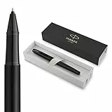 Parker IM Rollerball Tintenroller | Mattschwarz mit schwarzen Zierteilen | Feine Schreibspitze mit schwarzer Nachfüllmine | Geschenkbox