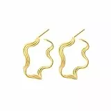 Pernille Corydon Hellir Hoops Gold - große geschwungene Creolen Ohrringe Damen aus 925er Sterling-Silber Vergoldet - 26 mm - E463g