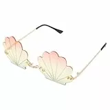 Toyvian Muschel-sonnenbrille - Randlose Wellen-sonnenbrille, Muschelförmige Brille, Foto-requisite, Uv-schutz, Leicht, Bequem, Party- Und Lustige Brille für Damen Und Herren (rosa Und Grün)