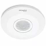 Oktaplex Ina Bewegungsmelder Innen 360 Grad 8m Reichweite LED geeignet weiß Aufputz 230V mit Dämmerungssensor