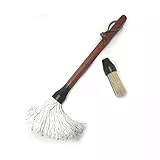 SANTOS Grillmop mit Wechselkopf - marinieren, glasieren, moppen - Long-Jobs - BBQ-Grillpinsel - Langer Holzstil 36cm - Grillen wie EIN Grillmeister