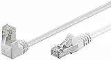 Goobay 94179 CAT.5e F/UTP Patch-Kabel 90° nach oben gewinkelt, gerade / oben gewinkeltes Netzwerkkabel, doppelt geschirmt, 2 Meter, weiß
