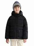 SOLOCOTE Kinder Wintermantel Wasserabweisend Winddicht Schwerer Gesteppt Puffer Parka Jacke Oberbekleidung für Jungen Mädchen Schwarz 11-12 Jahre
