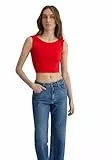 Mavi Damen NONSLEEVE Crop Jersey Top, Flame Scarlet, XS