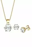 Elli Schmuckset Damen Set Basic Elegant mit Kristalle in 925 Sterling Silber vergoldet