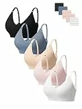 HBselect BHS Damen ohne Bügel Damen V-Ausschnitt Nahtlos Komfort Gepolstert Bustier weicher BHS Bequemer T-Shirt Soft Bra E M