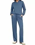Totatuit Damen Jogginganzug Set Bequemer Trainingsanzug für Sport & Freizeit Zweiteiliger Sweatsuit für Streetwear, Gym & Zuhause Blau S