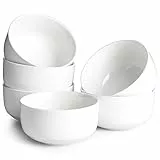 DOWAN Müslischale 6er Set, Ø 13,5 cm Suppenschüssel Keramik, 650 ml Dessertschalen, Snackschale, Eisschalen, Servierschalen für Obst, Reis, Salat, Ramen, Microwellen-, Spülmaschinenfest, Soft White