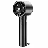 OUILA Handventilator, 3000mAh Mini Ventilator akku Aufladbar mit LED-Akkustandsanzeige, 5-Stufige Windgeschwindigkeit und D-Ring-Haken für Reisen Büro Zuhause
