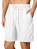 Friptspyg Herren Kurz Hosen Sommer Shorts Freizeit Leinen Stretch mit Taschen Leichte Strand Shorts Freizeithose, Weiß XL