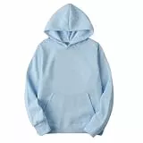KOG Hoodie für Damen Baumwolle Hooded Sweatshirt Einfarbige Hoodies Winter Kleidung Elegante Kapuzenpullover Vintage Frau Basic Locker Oberteile Hellblau M
