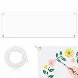 Großes Leeres Banner 500 x 50 cm - Weiß Polyester Blanko Banner mit 10 m Hängendem Seil - Lackierbar - Leinwand Banner für DIY Painting, Hochzeit, Geburtstag, Partys, Outdoor