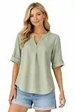 Eight 2 Nine Damen Leinen Bluse atmungsaktiv Kurzarmbluse Sommer Urlaub