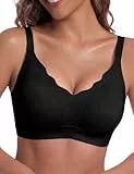 Bresdk Bügelloser BH Damen Ohne Bügel Große Brüste Nahtloser Push Up Bra Soft Seamless Klassische Bralette Schwarz XXL