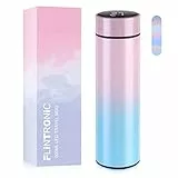 Flintronic Thermosflasche, 500ml Vakuum Isolierbecher Trinkflasche aus 304 Edelstahl, Wasserflasche mit LED-Touchscreen Temperaturanzeige, Edelstahl Trinkflasche Auslaufsicher, BPA-Frei