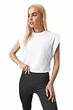 TRENDYOL Damen Trendyol T-shirt mit Sleeveless Basic T-Shirt Westlich, Weiß, S