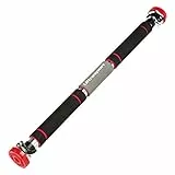 Ultrasport Klimmzugstange Force 300 Pro, rundes Befestigungssystem, optimaler und sicheren Halt, bis 150 Kg belastbar, verstellbar von 65 bis 103 cm, Schwarz / Rot, breit