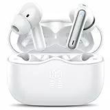 Bluetooth Kopfhörer, Kopfhörer Kabellos Bluetooth 5.4 mit 4 ENC Noise Cancelling Mics, 3D Tiefer Bass, 40Std In Ear Kabellose Kopfhörer IP7 Wasserdicht Sport Ohrhörer USB-C HiFi Stereo 2026 Neu Weiß